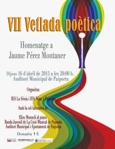 Read more about the article VII Vetlada Poètica. Homenatge a Jaume Perez Montaner